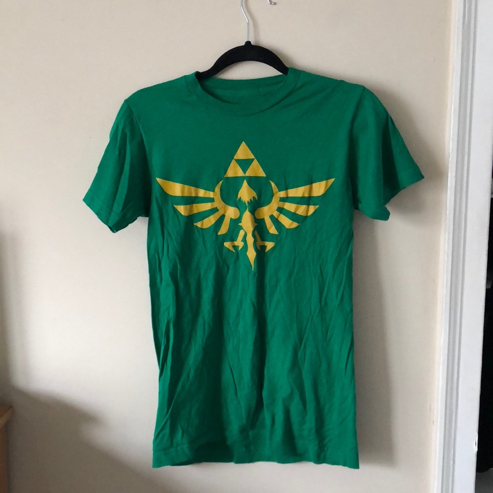 Legend of Zelda Green T Shirt Gold Print